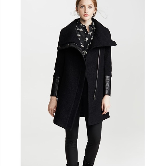 Halli Wool Leather Moto Coatclub Monaco 